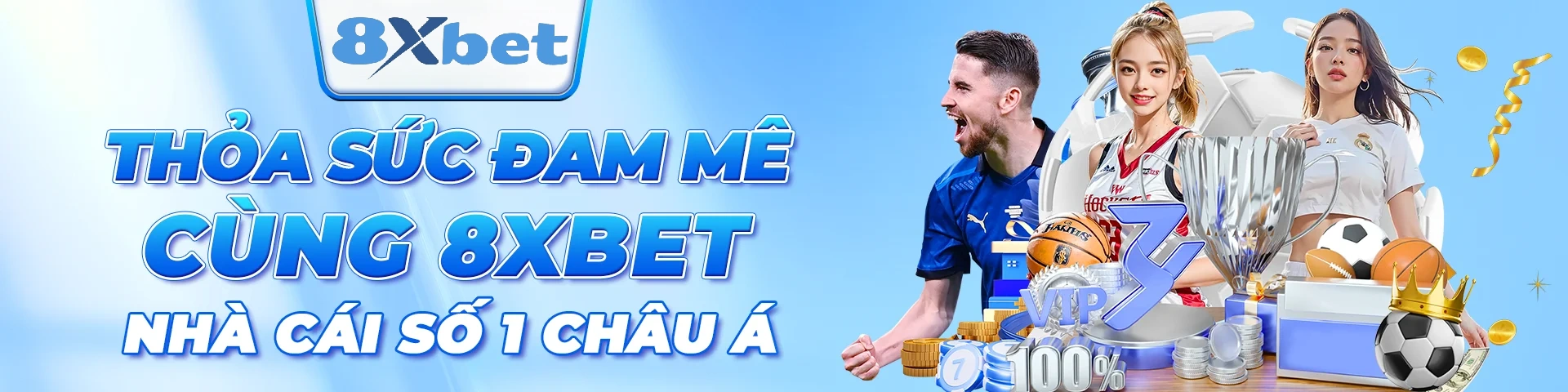 Banner giới thiệu 8XBet về thể thao và giải trí trực tuyến